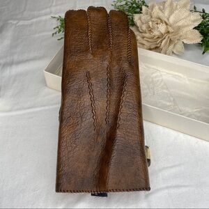 Vintage Grandoe Gloves Brown Faux Leather Lined Size Small New in Box